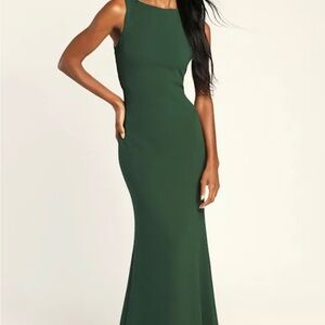 Love In You Eyes Hunter Green Knotted Mermaid Maxi Dress